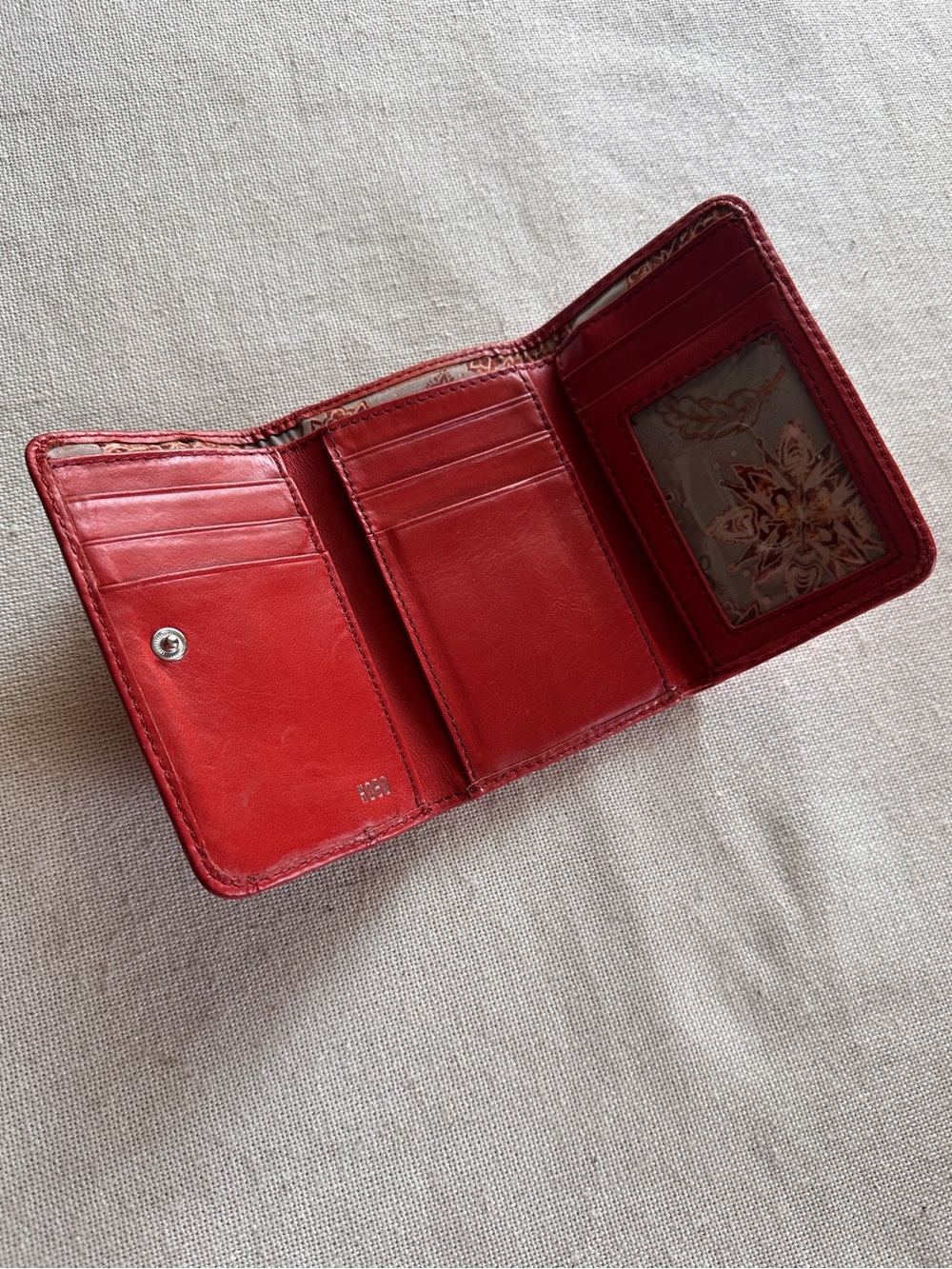 HOBO Jill Trifold Leather Wallet In Cardinal Red